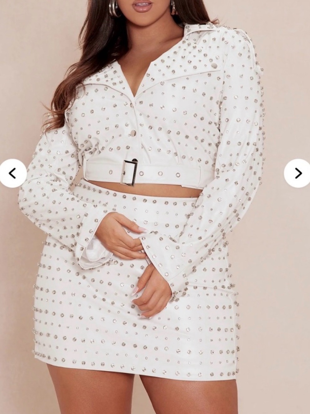 Studded White Two Piece Set